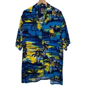 Pineapple Connection Tropical Print Shirt Collared Button‎ Down Mens Rayon